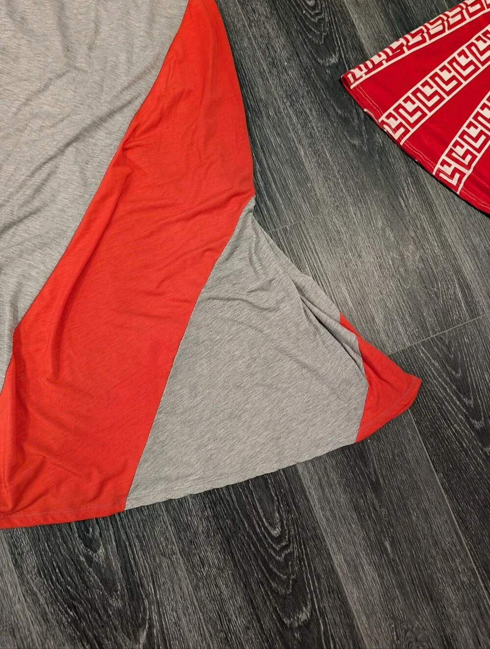 Grey and Red Colorblock Maxi Skirt